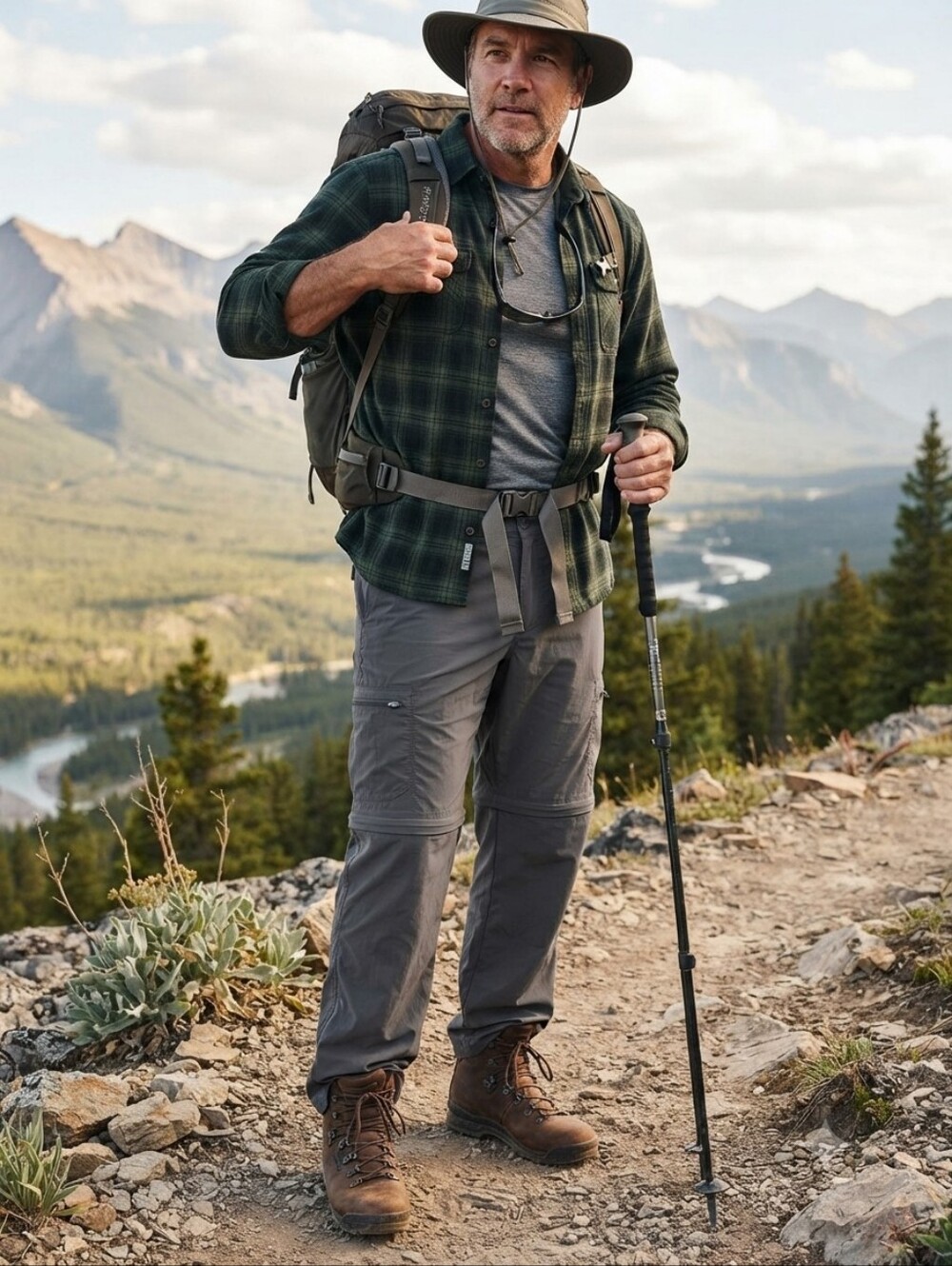 LL Bean Gray Water-Resistant Cresta Hiking Zip-Off Pants, Standard Fit 40 waist